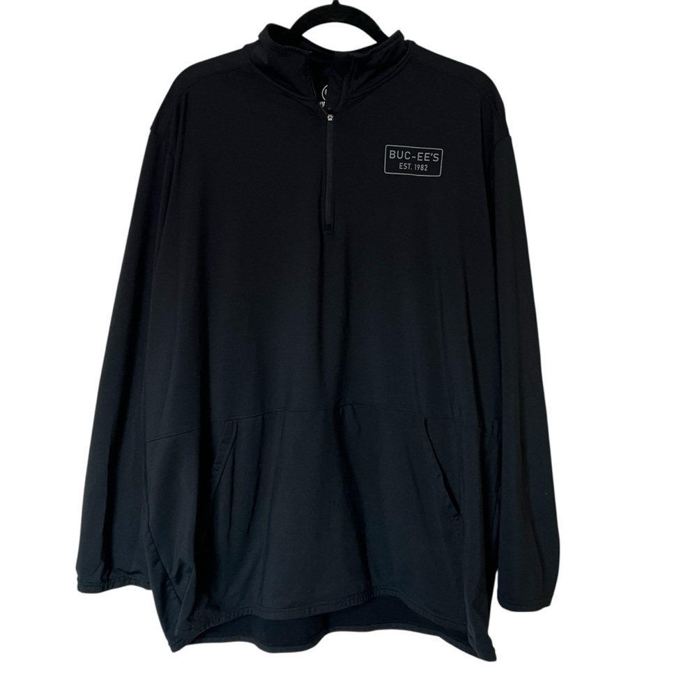 BUC-EES 1/4 Zip Pullover Light Fleece Lined Sweatshirt Jacket-Black-2XL